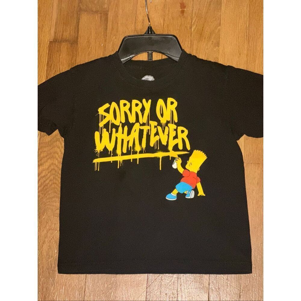 The Simpsons Double Sided Graphic Print T-shirt Boys Size 6. Short Sleeves Black